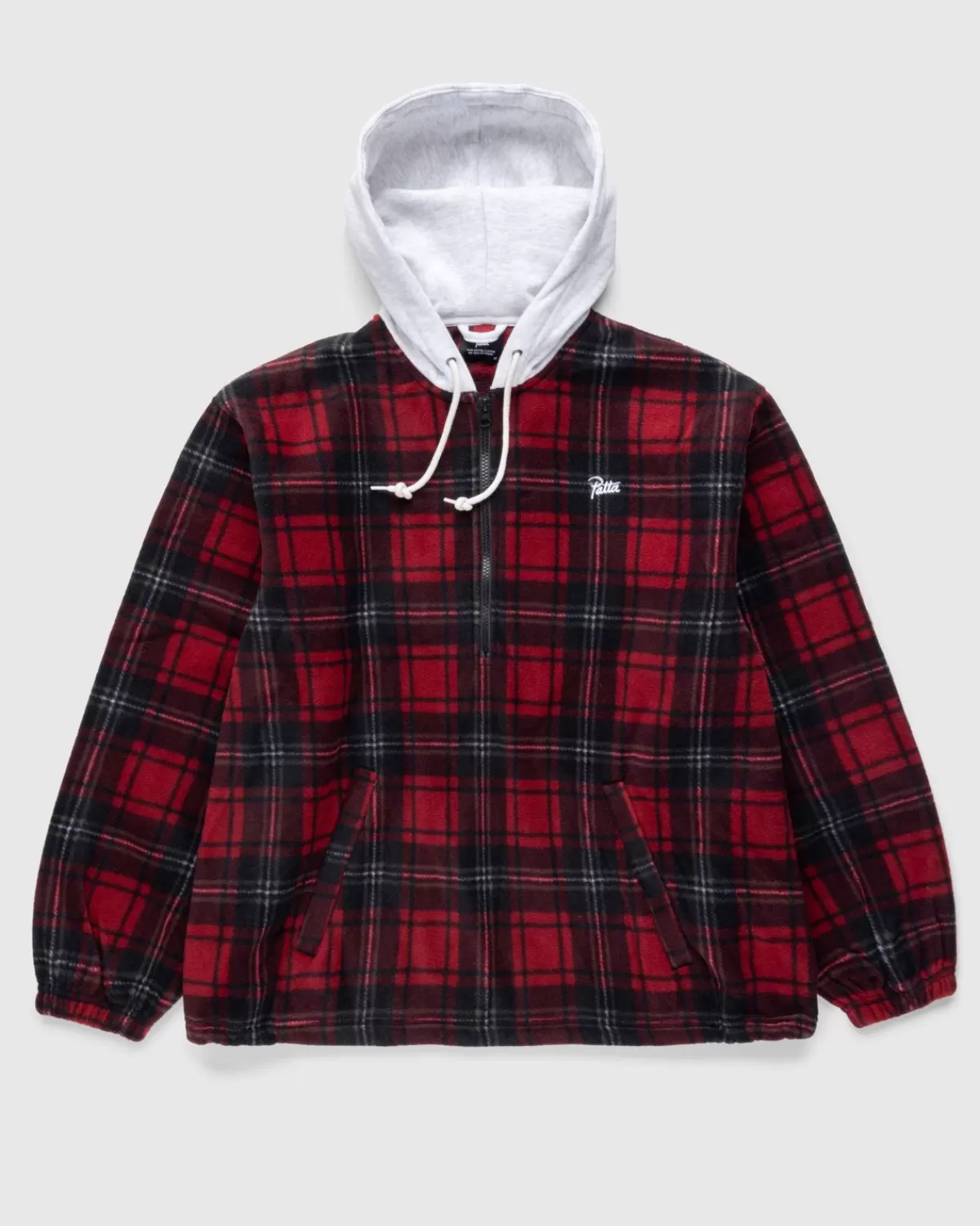 Tartan-Fleece-Kapuzen-Overshirt, Biking Red>Patta Cheap