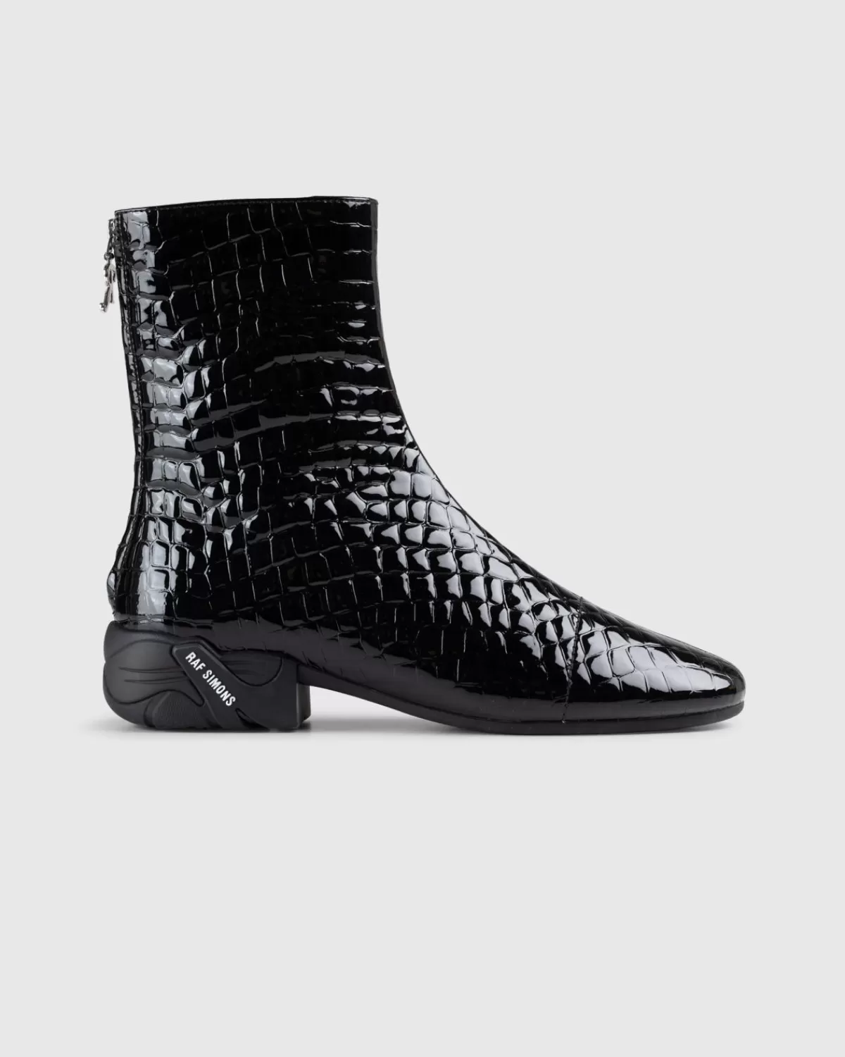 Männer Raf Simons Solaris High Lederstiefel, Schwarzes Krokoleder