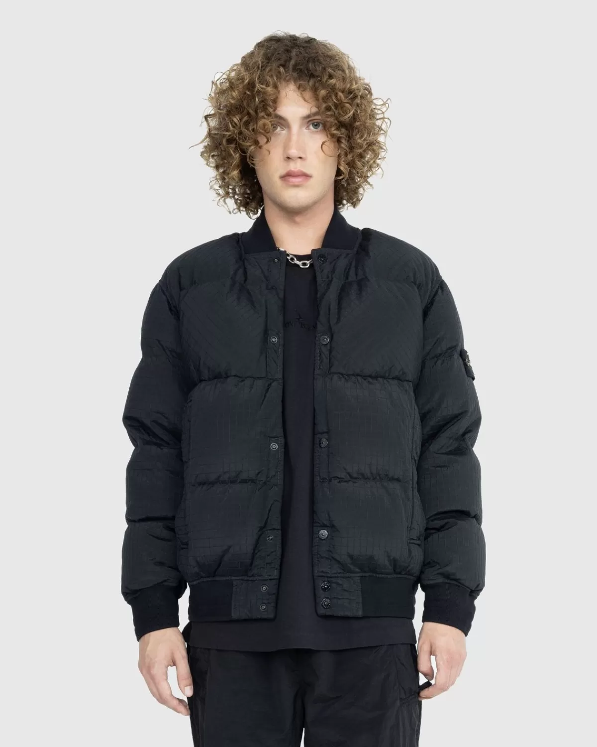 Daunenjacke Aus Ripstop-Nylon Und Metall In Schwarz>Stone Island Cheap