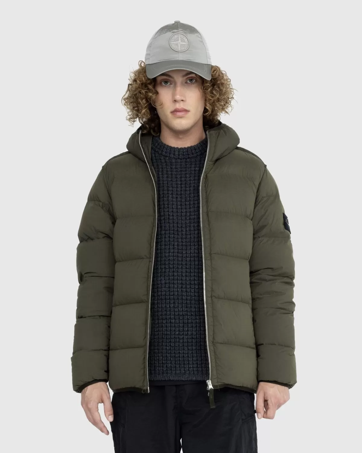 Echte Daunenjacke Oliv>Stone Island Best Sale