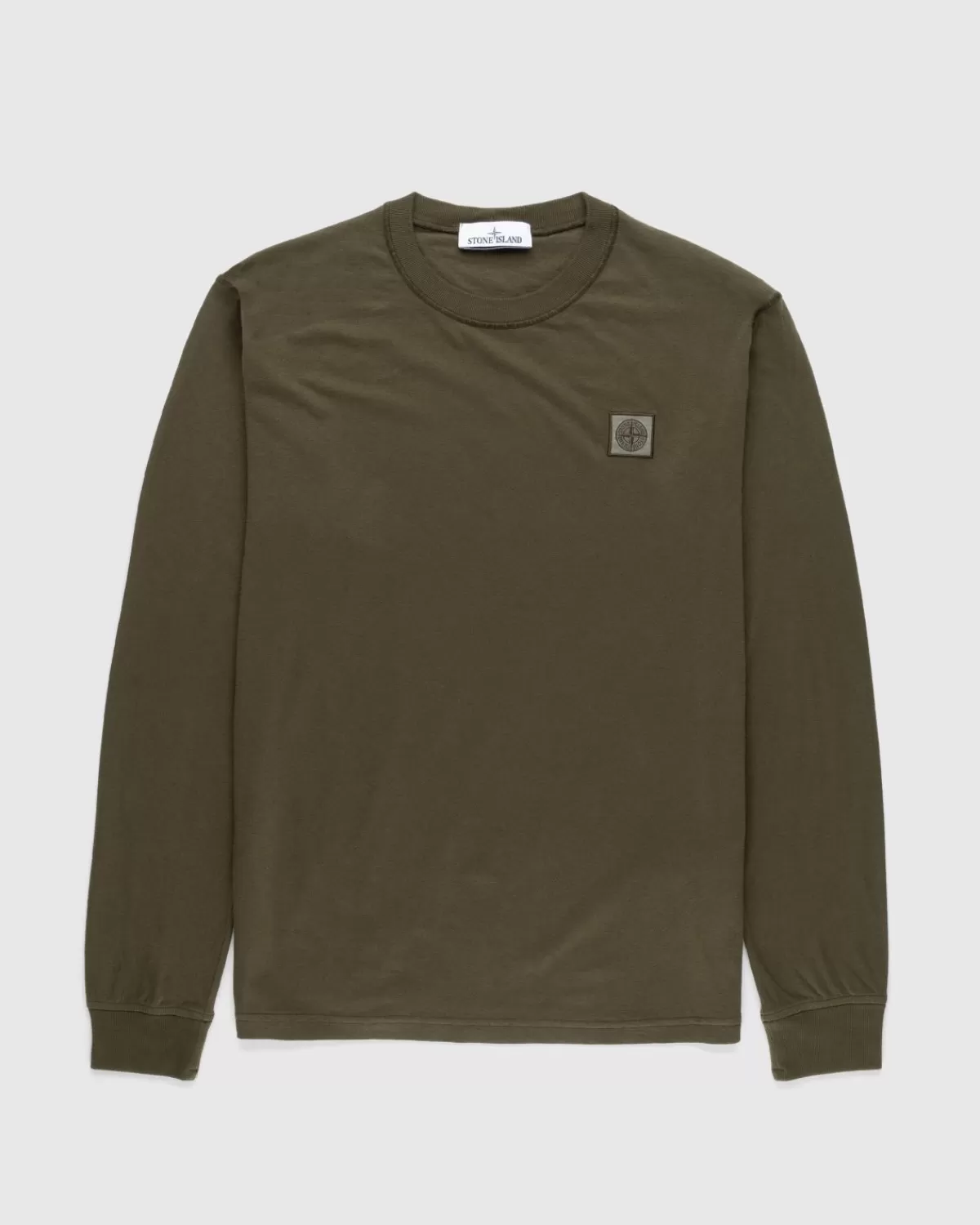 Männer Stone Island Fissato Langarm-T-Shirt Oliv