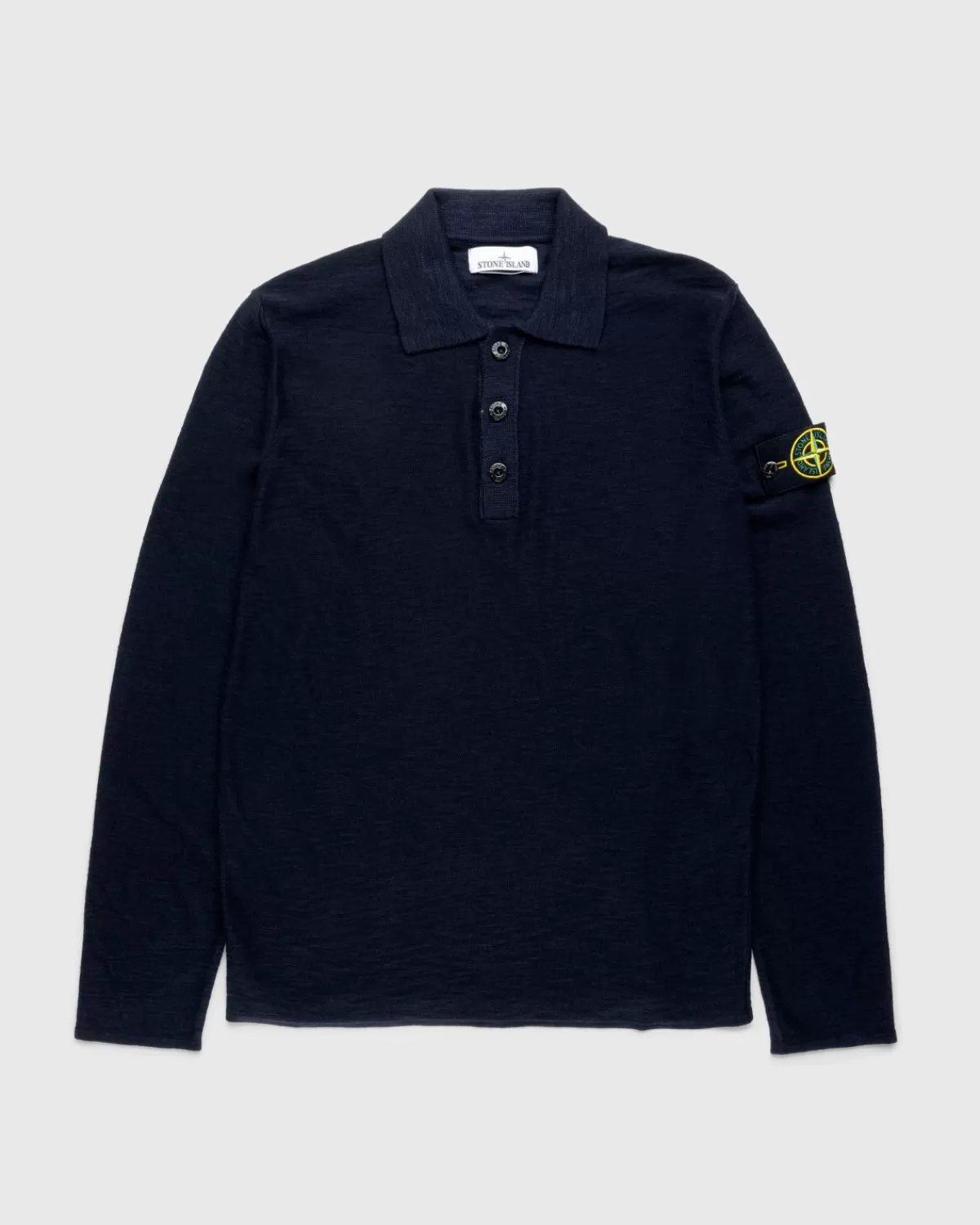 Gestricktes Langarm-Poloshirt In Marineblau>Stone Island Store