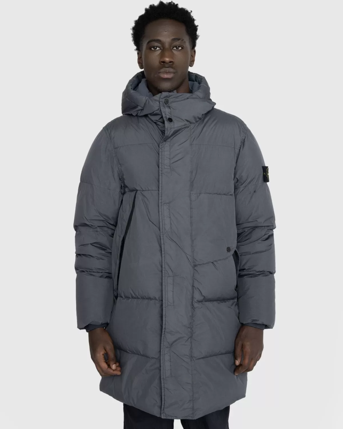 Stuckgefarbte Lange Jacke In Bleigrau>Stone Island Store