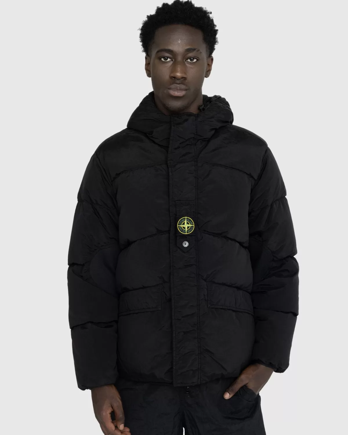 Wende-Daunenjacke Aus Nylon Und Metall In Schwarz>Stone Island Clearance