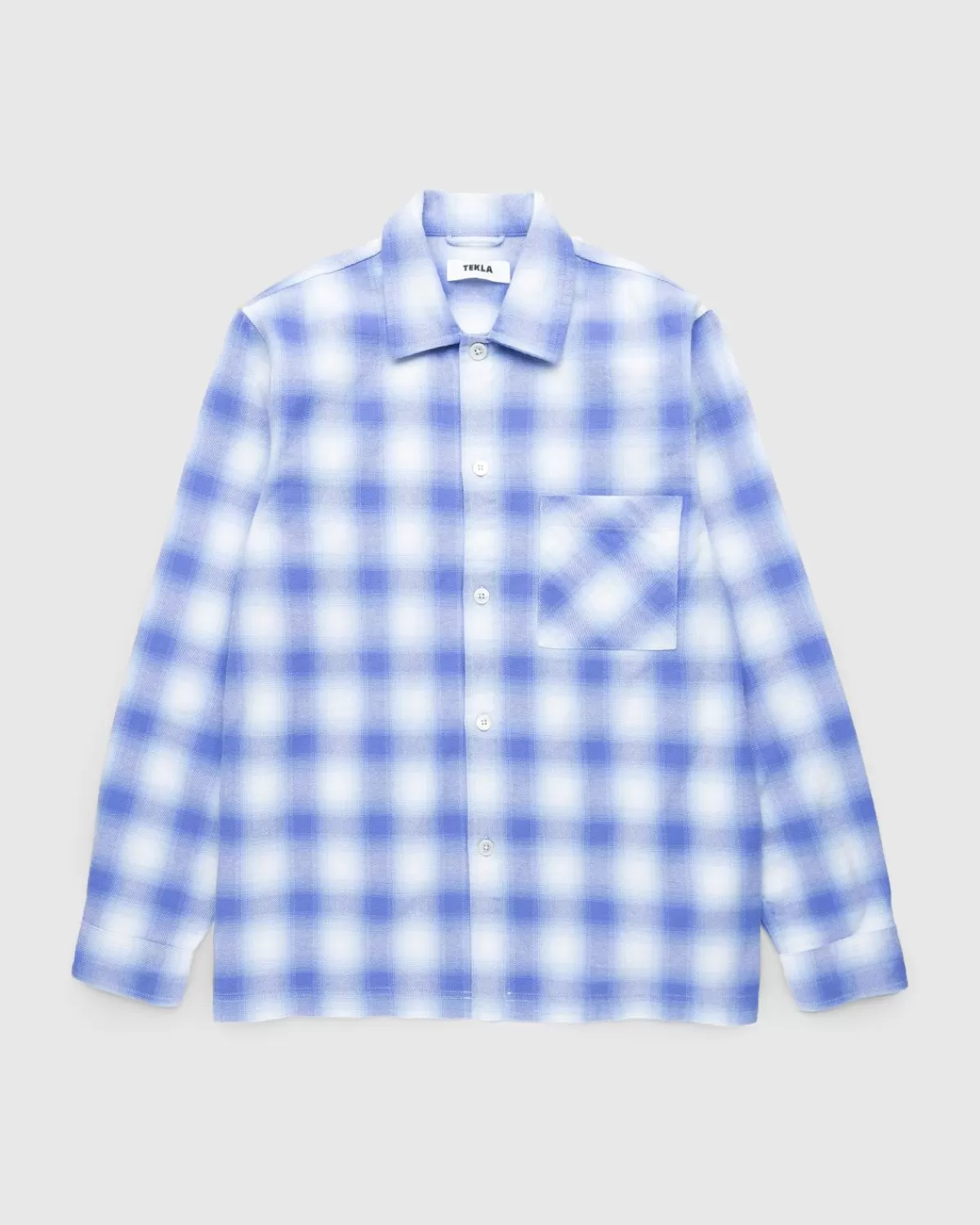 Flanell-Pyjama-Hemd, Hellblau Kariert>Tekla Best Sale