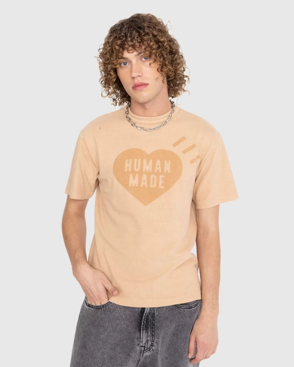 Männer Human Made Von Menschen Gemacht Ningen-Sei Pflanzengefarbtes T-Shirt Beige