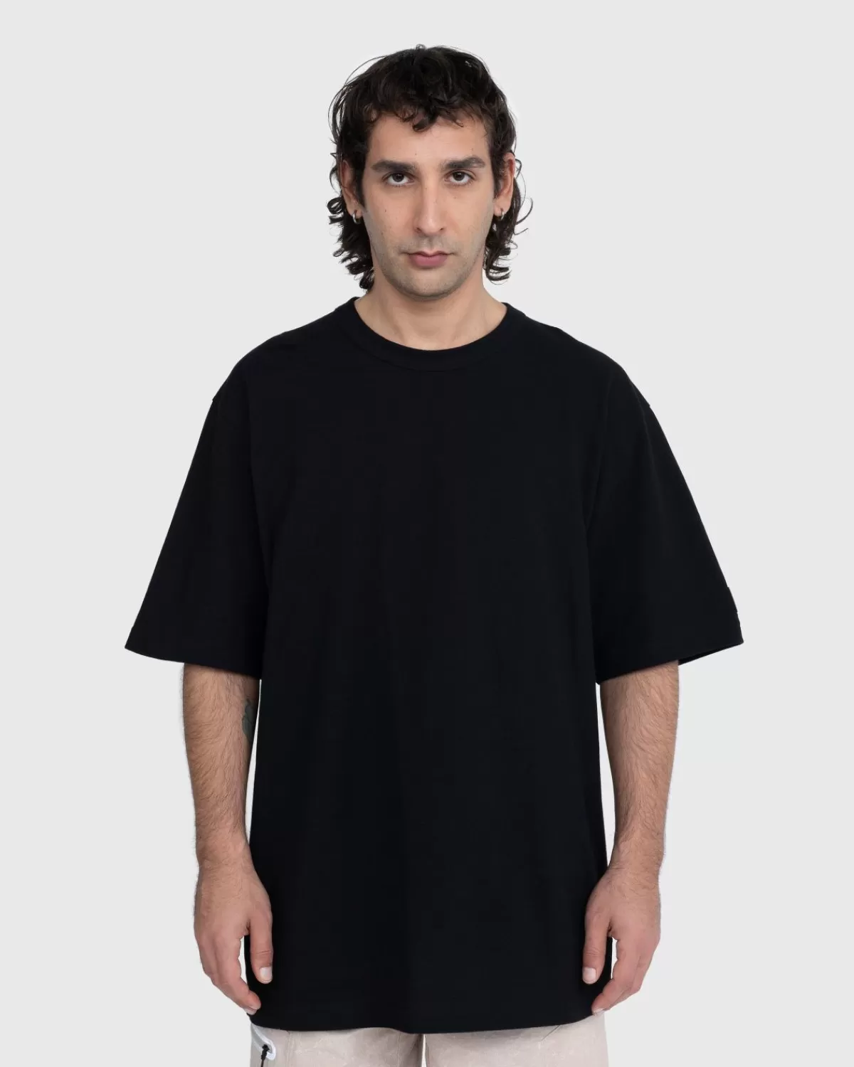 Männer Y-3 Krepp-Kurzarm-T-Shirt Schwarz